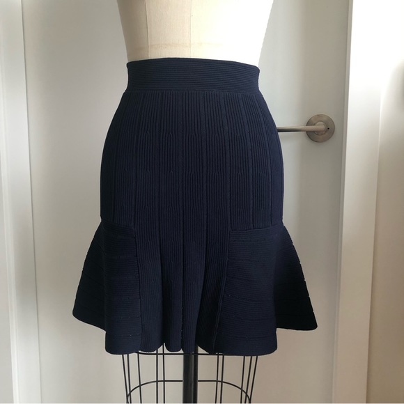 Sandro Dresses & Skirts - Sandro Navy Ribbed Knit Flared Hem Skirt